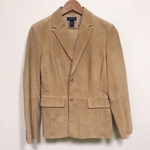 Ann Taylor tan suede pants and blazer size 8